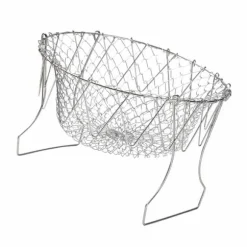 Stekkorg i rostfritt stål Hopfällbar, måttlig masktäthet, mångsidigt matlagningsnät för kök