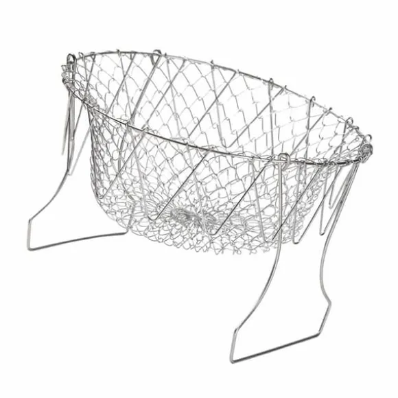 Stekkorg i rostfritt stål Hopfällbar, måttlig masktäthet, mångsidigt matlagningsnät för kök