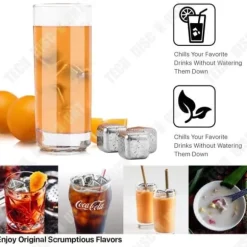 Stålis i rostfritt stål - TD® - 6-pack - Återanvändbara - Transparenta - Spegeleffekt