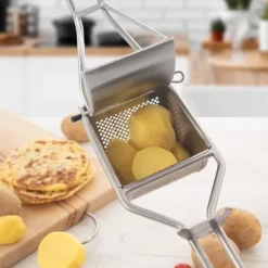 Stålpress för pressning av potatis, ost, frukt, dumplings, puré stark