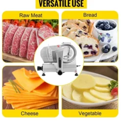 30st/min halvautomatisk elektrisk köttskärare med 20,3cm blad, 0-12mm justerbar skivtjocklek, stor kapacitet, säker design