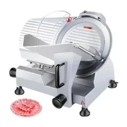 50st/min halvautomatisk elektrisk köttskärare med 250mm blad, justerbar tjocklek, pålitlig och säker, lätt att rengöra, bred applikation