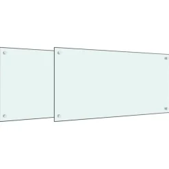 Stänkskydd 2 st vit 80x40 cm härdat glas