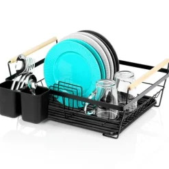 Stora Stående Diskavloppsbrickor Bestick Svart Metall 45 cm