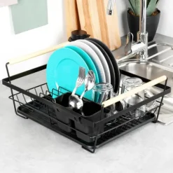 Stora Stående Diskavloppsbrickor Bestick Svart Metall 45 cm