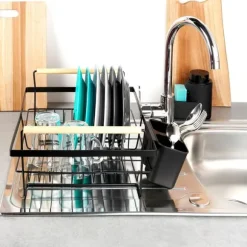 Stora Stående Diskavloppsbrickor Bestick Svart Metall 45 cm