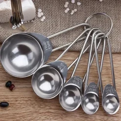 5st/set måttskedar i rostfritt stål, köksmåttskedar kit, hem bakningsmåttskedar