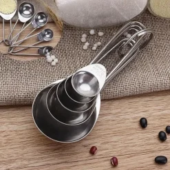 5st/set måttskedar i rostfritt stål, köksmåttskedar kit, hem bakningsmåttskedar