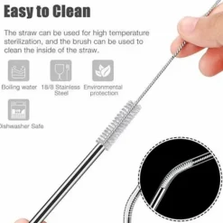 Sugrör av rostfritt stål (6 st) - Guld