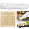 Sushi Maker Set i Vitt med Bambumatta - Livsmedelssäker ABS+PP, Enkel Att Använda, Perfekt för Hemma och Picknick