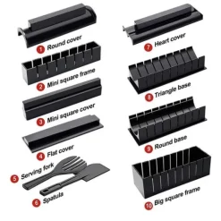 Sushitillbehör - TD® - Set med 11 verktyg - ABS - Svart - Lätt att använda