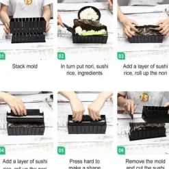 Sushitillbehör - TD® - Set med 11 verktyg - ABS - Svart - Lätt att använda