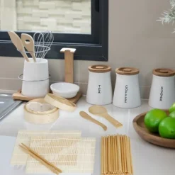 Sushi-tillverkningsset, Bambu, 23x23 cm, Natur