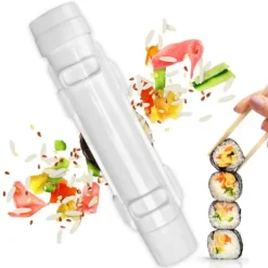 Sushitillverkningsset, sushitillverkningsrulle, DIY-sushitillverkning, sushiverktyg för nybörjare för att göra sushi snabbt (vit)