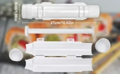 Sushitillverkningsset, sushitillverkningsrulle, DIY-sushitillverkning, sushiverktyg för nybörjare för att göra sushi snabbt (vit)