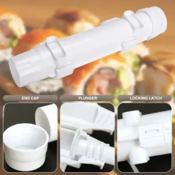 Sushitillverkningsset, sushitillverkningsrulle, DIY-sushitillverkning, sushiverktyg för nybörjare för att göra sushi snabbt (vit)