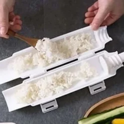 Sushitillverkningsset, sushitillverkningsrulle, DIY-sushitillverkning, sushiverktyg för nybörjare för att göra sushi snabbt (vit)