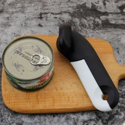 Svart & Vit Konservöppnare - Multifunktionellt Verktyg i Rostfritt Stål