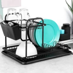 Svart diskställ med 2 nivåer RADKA 42,5x32x29 cm