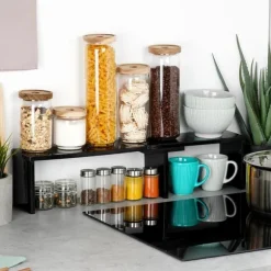 Svart hörnhylla för kök 47x32x15,5 cm