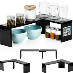 Svart hörnhylla för kök 47x32x15,5 cm