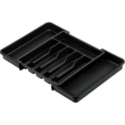 Svart utdragbar besticklåda 33-56,5x37,5 cm