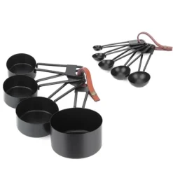 Svarta mätkoppar i rostfritt stål med våg - 9 st