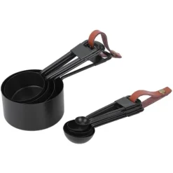 Svarta mätkoppar i rostfritt stål med våg - 9 st