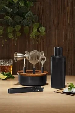 Svart/mango drinkset