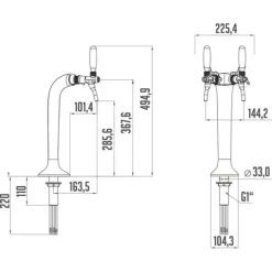 Tapptorn, Öltorn, Ölkran, Ölstolpe, Ölkolumn krom 2-vägs, elegant, toppkvalitet! (Paketpris)