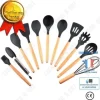 TD® 11 st Köksredskap Slitstark värmebeständig silikon trähandtag non-stick soppslev GRILL