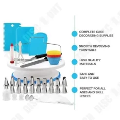 TD® Cake Turntable 106 delar Professionell tårtdekoreringsverktygssats Dekoration av tårta lager tårta Idealisk presentbakningssats
