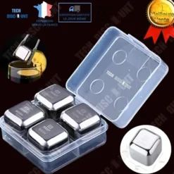TD® Ice Cube Stone Whisky Återanvändbar rostfritt stål Alkoholvin Högkvalitativ present för män Dryckskylarset med 4