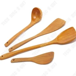 TD® Kökskärl Naturfärgad Nonstick-gryta Specialset med 4 matskedar och uppsättningar med skedar