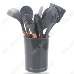 TD® Köksredskapsset i silikon med trähandtag, 12-delads non-stick spatel köksredskap