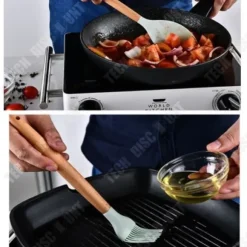 TD® Lagringsfat Färskt grönt trähandtag Silikon Högtemperaturspatel Non-Stick köksredskap 12 stycken