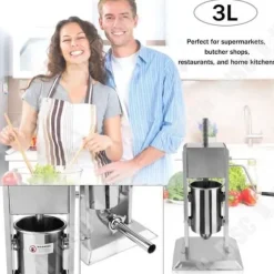 TD® slitstark rostfritt stål för flera ändamål korvpåfyllare - Bekväm korvpåfyllare för restaurangkök/ 3 liter