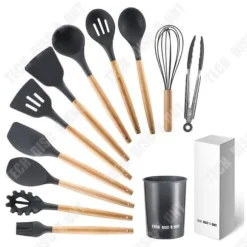 TD® Trähandtag Silikon Köksredskap 12 delar Nonstick Köksspatel Matlagningsredskap Spade Sked Set