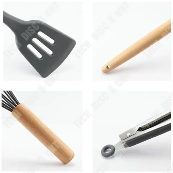 TD® Trähandtag Silikon Köksredskap 12 delar Nonstick Köksspatel Matlagningsredskap Spade Sked Set