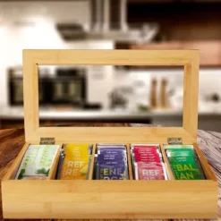 Teaskrin, Bambu, 9x37x20 cm, Natur