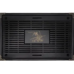 Tebricka med vattenförvaring och dränering för Gongfu teceremoni - Svart