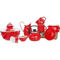 TECKA rödprickig emaljerad mätmugg 1,2 l