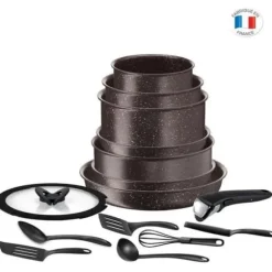 TEFAL L6789102 Ingenio Extreme 15-delade köksredskapsset - Brown Stone Effect - Tillverkad i Frankrike
