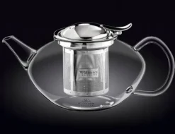 Tekanna 1550 ml Glas med Rostfritt Stålfilter – Värmebeständig Tebryggare