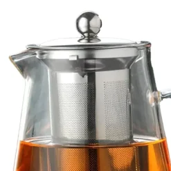 Tekanna av glas - 1300 ml kapacitet, värmebeständigt, ergonomiskt handtag - perfekt för lösblad och blommande te