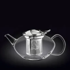 Tekanna Glas 1050 ml – Diskmaskinssäker Värmebeständig Tebryggare med Filter i Rostfritt Stål för Gas- och Elspis