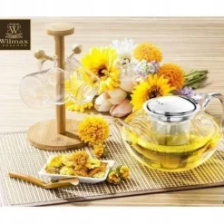 Tekanna Glas 1050 ml – Diskmaskinssäker Värmebeständig Tebryggare med Filter i Rostfritt Stål för Gas- och Elspis