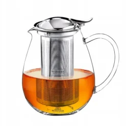 Tekanna Glas 1300 ml – Värmebeständig Tebryggare med Rostfritt Filter