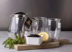 Tekanna Glas 1300 ml – Värmebeständig Tebryggare med Rostfritt Filter