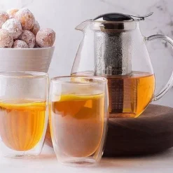 Tekanna Glas 1300 ml – Värmebeständig Tebryggare med Rostfritt Filter